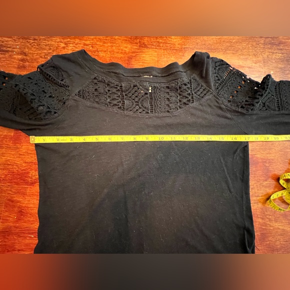 XCVI Womens Black Crochet Sleeve Cotton Blend Top Size S Boho Whimsigoth - Picture 6 of 7
